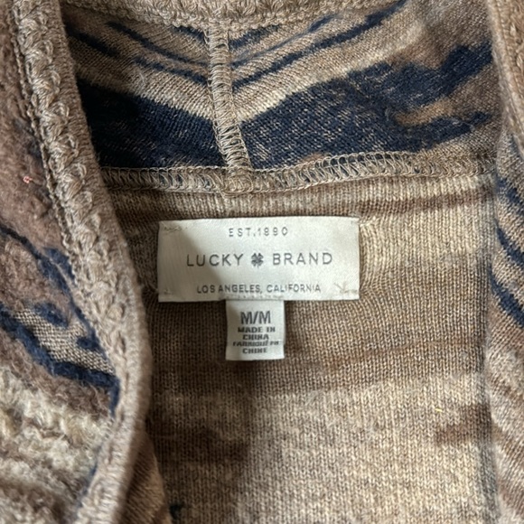 Lucky Brand Navy Blue, Tan, Cream Cardigan‎ - Picture 2 of 7